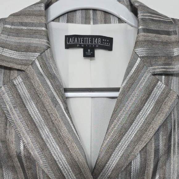 Lafayette 148 New York Metallic Striped Blazer - Picture 3 of 11